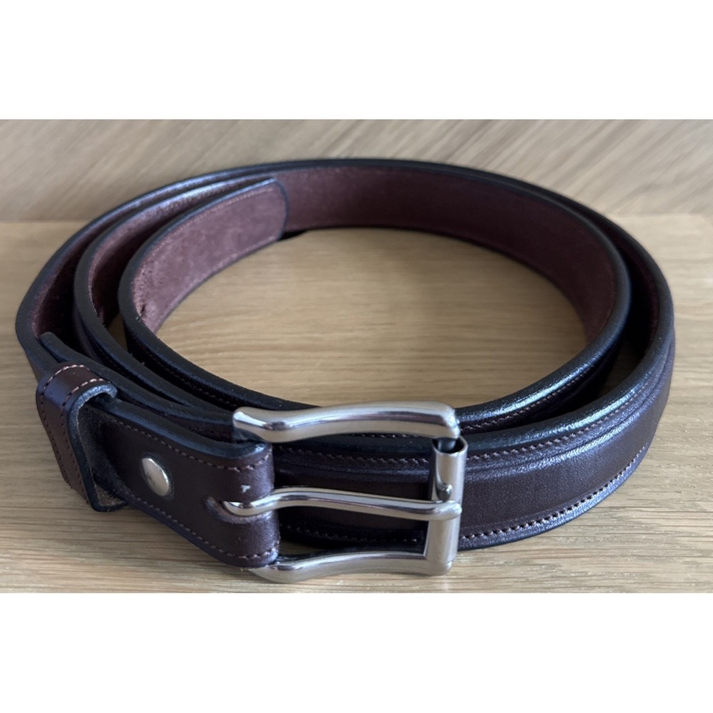 Hanks Belts The Esquire 100 Year Brown Leather Made in USA Sz 50 Belt Stitched